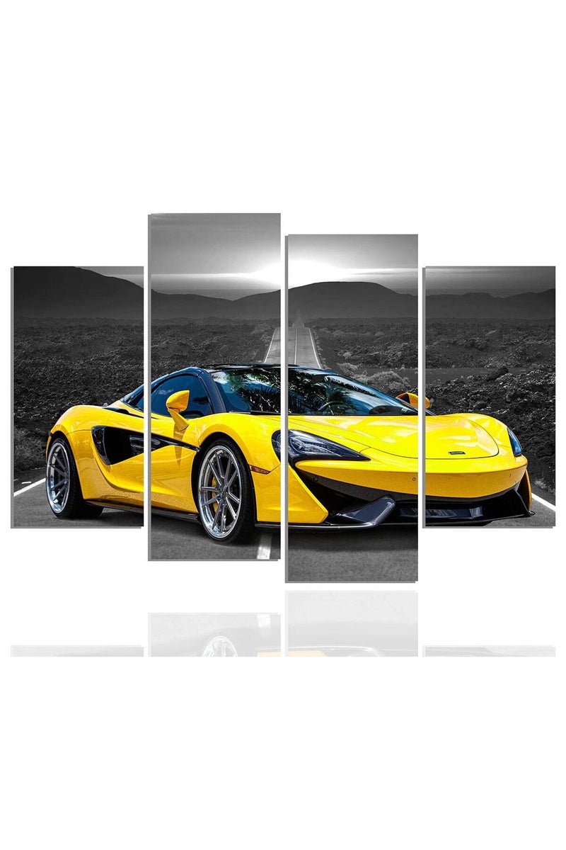 Meigan Art Yellow Sports Car Canvas Wall Art - Image 1
