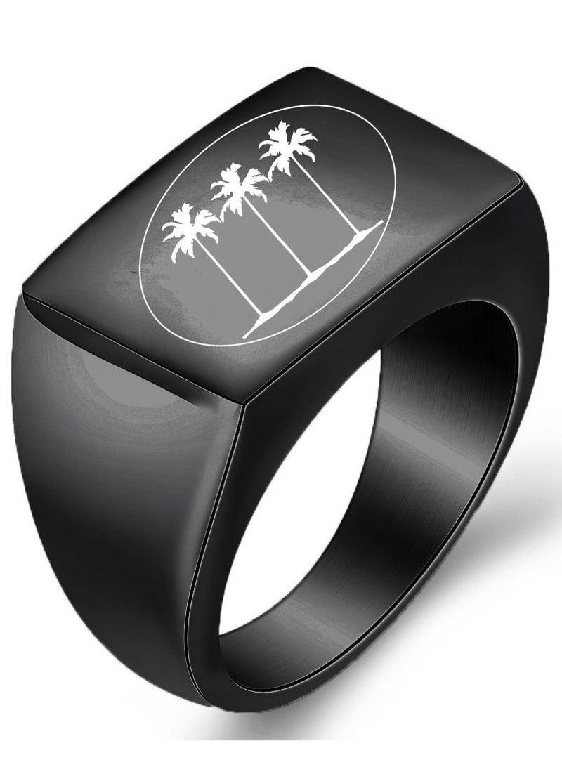 Loquat Stainless Steel Solid Polished Signet Ring