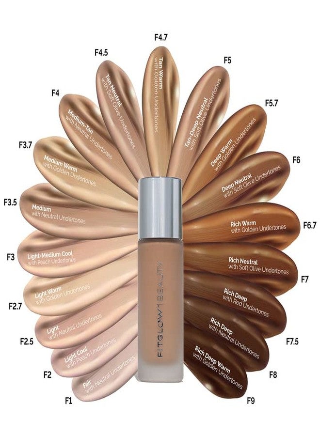 Fitglow Beauty Foundation+ | Vegan Skin-Treating Foundation with Peptides & Plant Collagen | Buildable Medium-Full Coverage, Natural Finish | Hydrating, Anti-Aging, Pore-Friendly | F3.5-30ml - Image 2