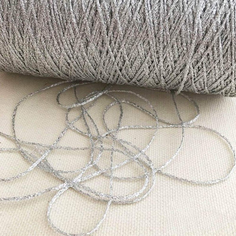 Clisil 100gram DIY Sparkle Silver Lurex Thread Shining Yarn Glitter Sparkle Yarn Metal Yarn DIY Fancy Sparkle Yarn Crochet Knitting Sweater Scarf Bag Yarn Accessory Yarn