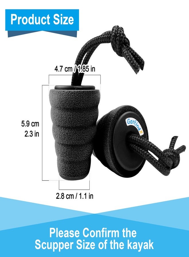GanFindX 4 Pack Glitter Black Kayak Scupper Plug Kit, Fits 1.4-1.7" scuppers, High Elasticity Fits Most Drain Holes & EVA Meterial - Image 3