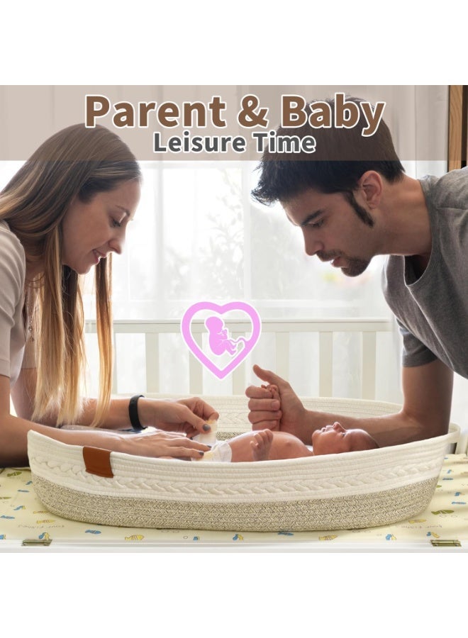 Baby Changing Basket for Baby Dresser, Moses Baskets for Newborn, Baby Moses Basket Changing Basket for Dresser, Changing Pad Table, Diaper Caddy (Khaki) - Image 2