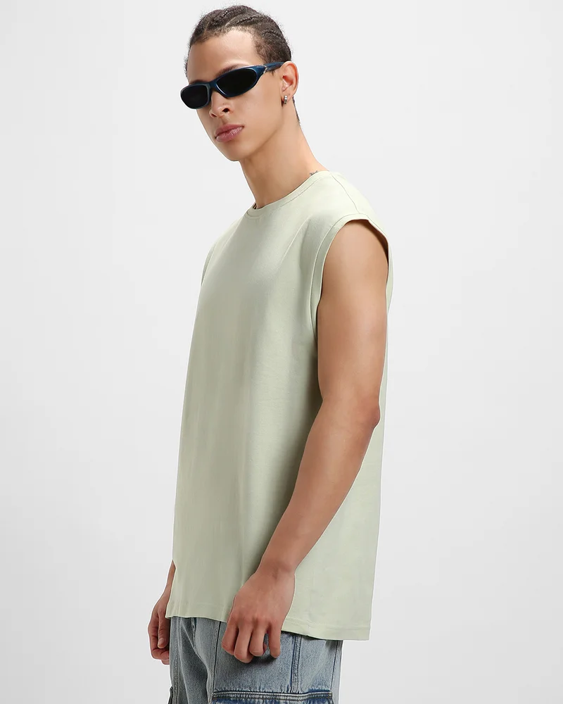 بيواكوف Men's Green Boxy Fit Vest