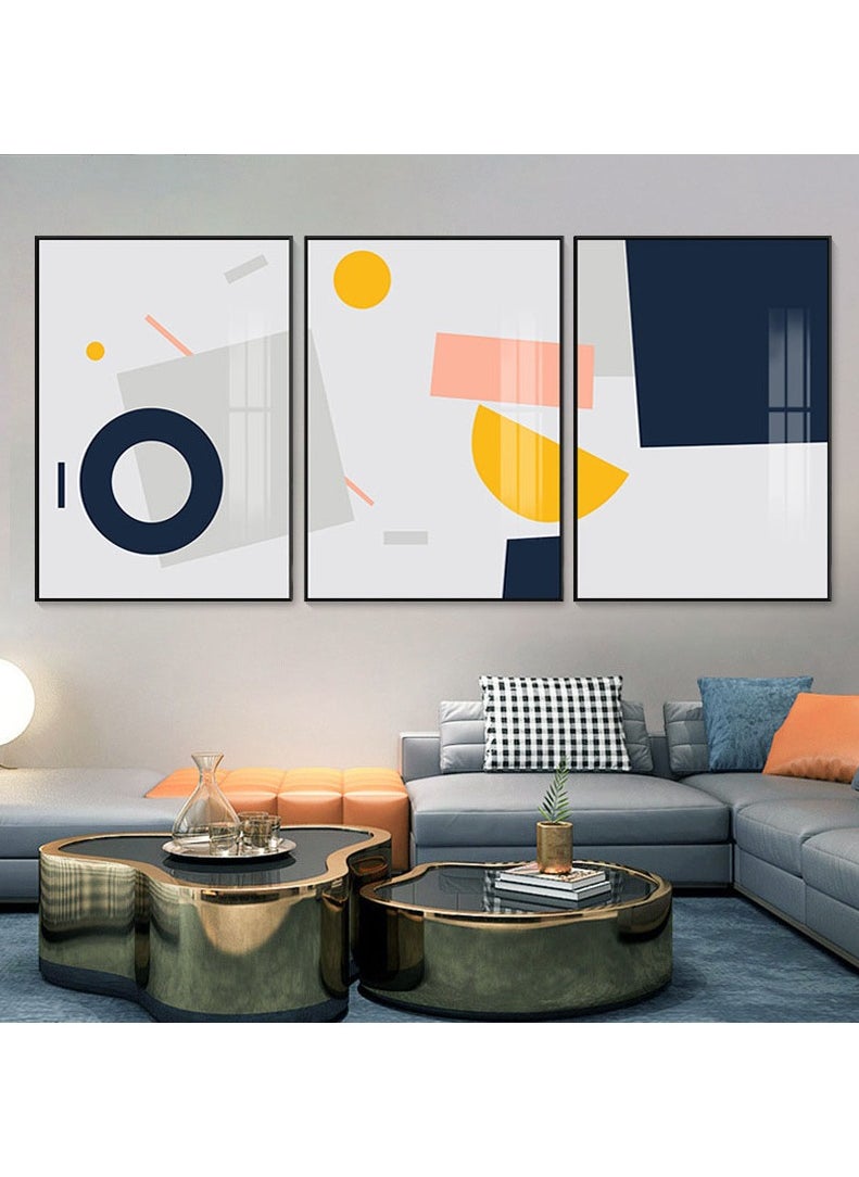 FASHION HOME 3PCS Wall Art Bright Style Minimalist Decor Modern Abstract Canvas Prints Poster Picture Framed Paintings Decorations  - Image 1