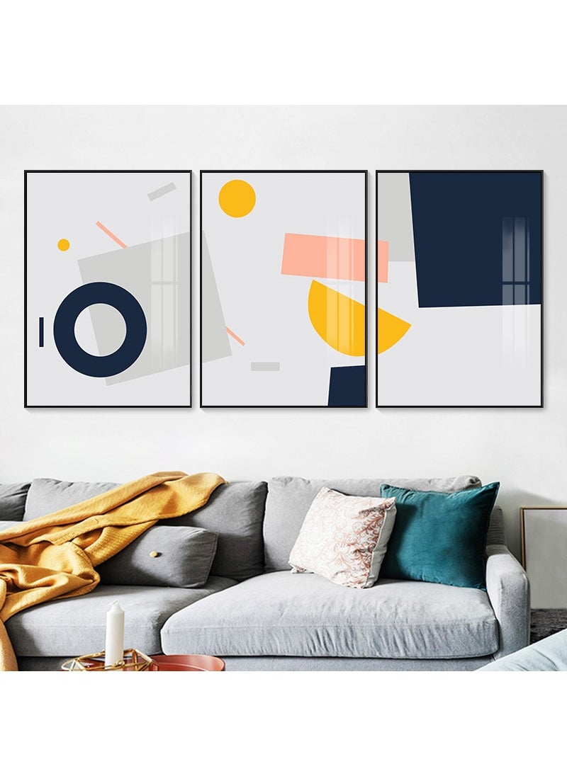 FASHION HOME 3PCS Wall Art Bright Style Minimalist Decor Modern Abstract Canvas Prints Poster Picture Framed Paintings Decorations  - Image 2