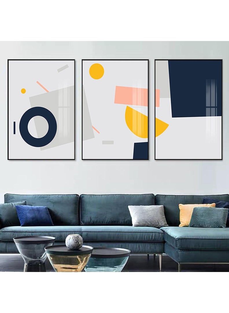 FASHION HOME 3PCS Wall Art Bright Style Minimalist Decor Modern Abstract Canvas Prints Poster Picture Framed Paintings Decorations  - Image 3