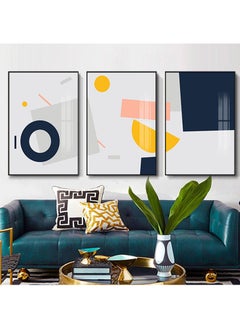 FASHION HOME 3PCS Wall Art Bright Style Minimalist Decor Modern Abstract Canvas Prints Poster Picture Framed Paintings Decorations  - Image 4