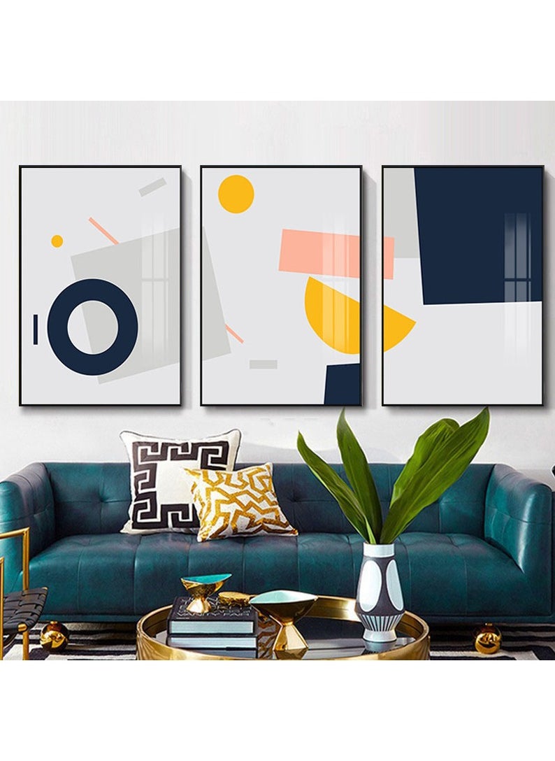 FASHION HOME 3PCS Wall Art Bright Style Minimalist Decor Modern Abstract Canvas Prints Poster Picture Framed Paintings Decorations  - Image 4