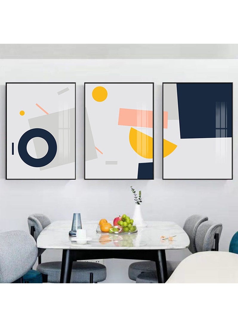 FASHION HOME 3PCS Wall Art Bright Style Minimalist Decor Modern Abstract Canvas Prints Poster Picture Framed Paintings Decorations  - Image 5