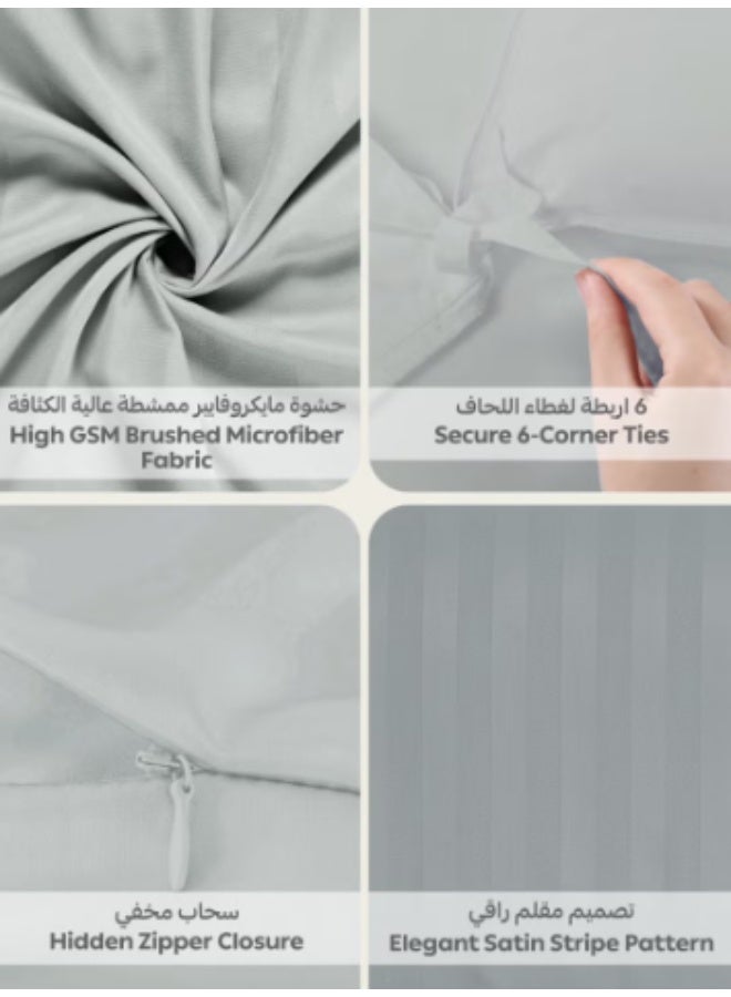 Hotel striped duvet cover set, 4 pieces, king size, fits 200x200cm bed, super soft hypoallergenic microfiber, suitable for all seasons (duvet insert not included) - Image 4