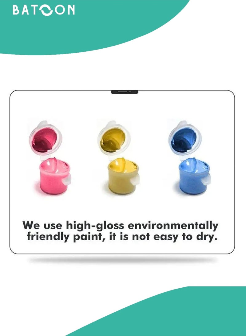 باتون مجموعة لوحات زيتية من القماش للأطفال بأرقام وفرشاة ورسم أكريليك، ديكور داخلي، هدية مع إحساس بالإنجاز - Image 5