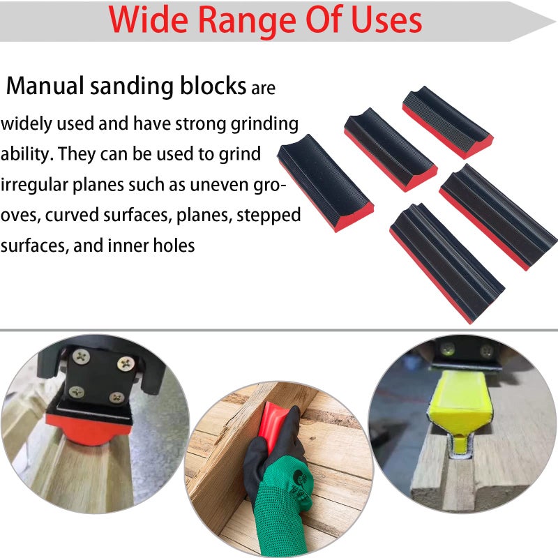 Tonmp 16-Piece Contoured Profile Hand Sanding Block Set with Hook and Loop Interchangeable Assorted Shapes Interchangeable Assorted Convex & Concave Shapes for Woodworking Furniture, Auto Paint and Crafts - Image 3