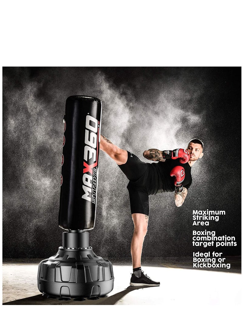 MAX STRIKE - Heavy Duty PU Leather Punch Boxing Bag Free Standing With Sucker, 6Feet, 182CM - Image 1