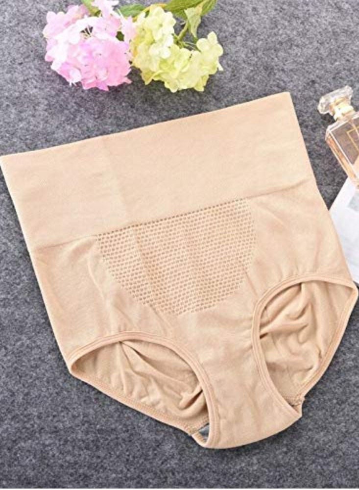 Glamroot لباس داخلي نسائي بدون خياطة عالي الخصر للتحكم في البطن، بيج - Image 5