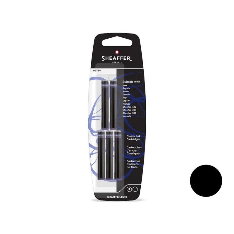 Sheaffer(R Pen Refills, Ink Cartridges, Jet Black, Pack Of 5 - Image 2