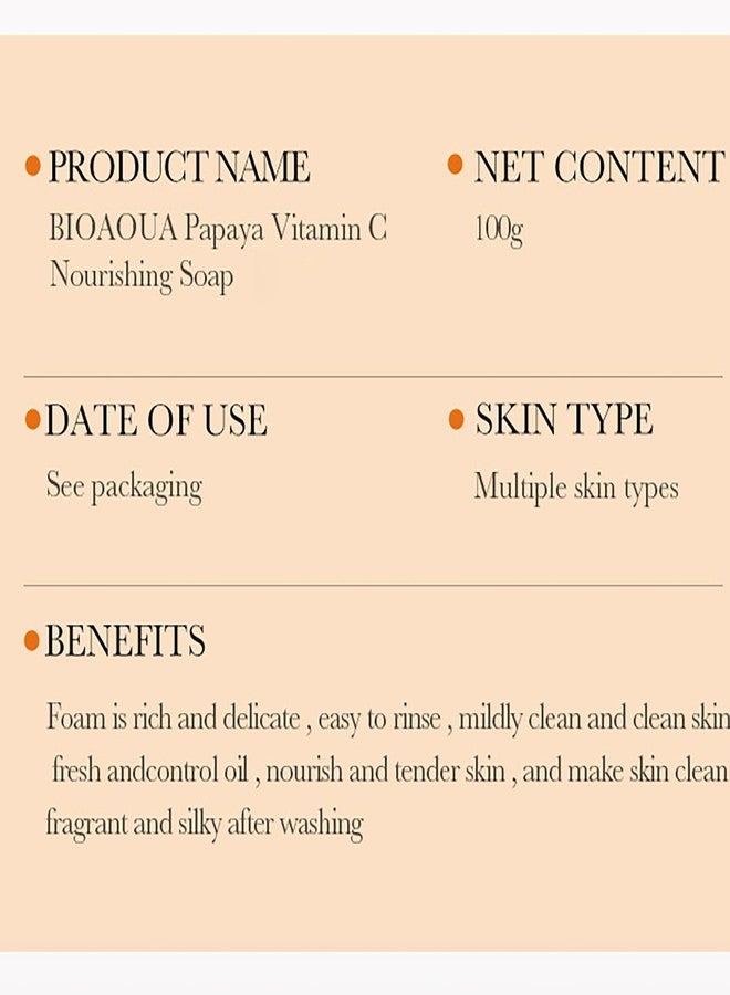 BIOAQUA PAWPAW Vitamin C Papaya Goat Milk Aroma Soap Face Body Deep Cleaning Control Oil Nourish Skin 100g / 3.5oz - Image 2