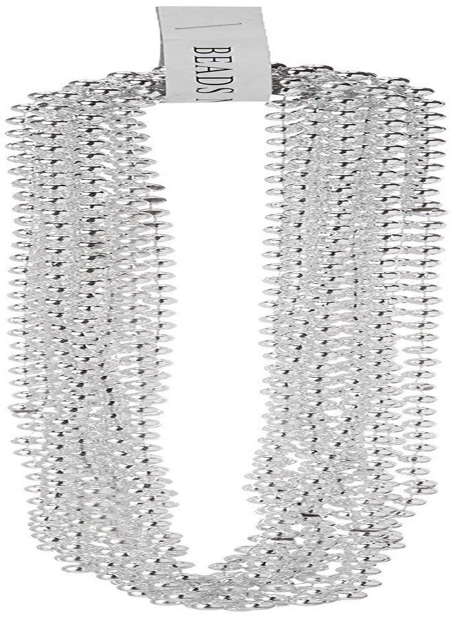 Oojami 72pcs Metallic Silver Bead Necklaces, 33 inch, Party Favor Beads, Mardi Gras Beads for St. Patrick's Day, Parties, Celebrations, Unisex - Image 5