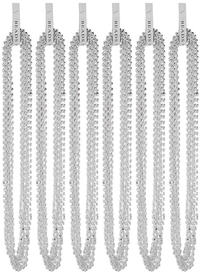 Oojami 72pcs Metallic Silver Bead Necklaces, 33 inch, Party Favor Beads, Mardi Gras Beads for St. Patrick's Day, Parties, Celebrations, Unisex - Image 3