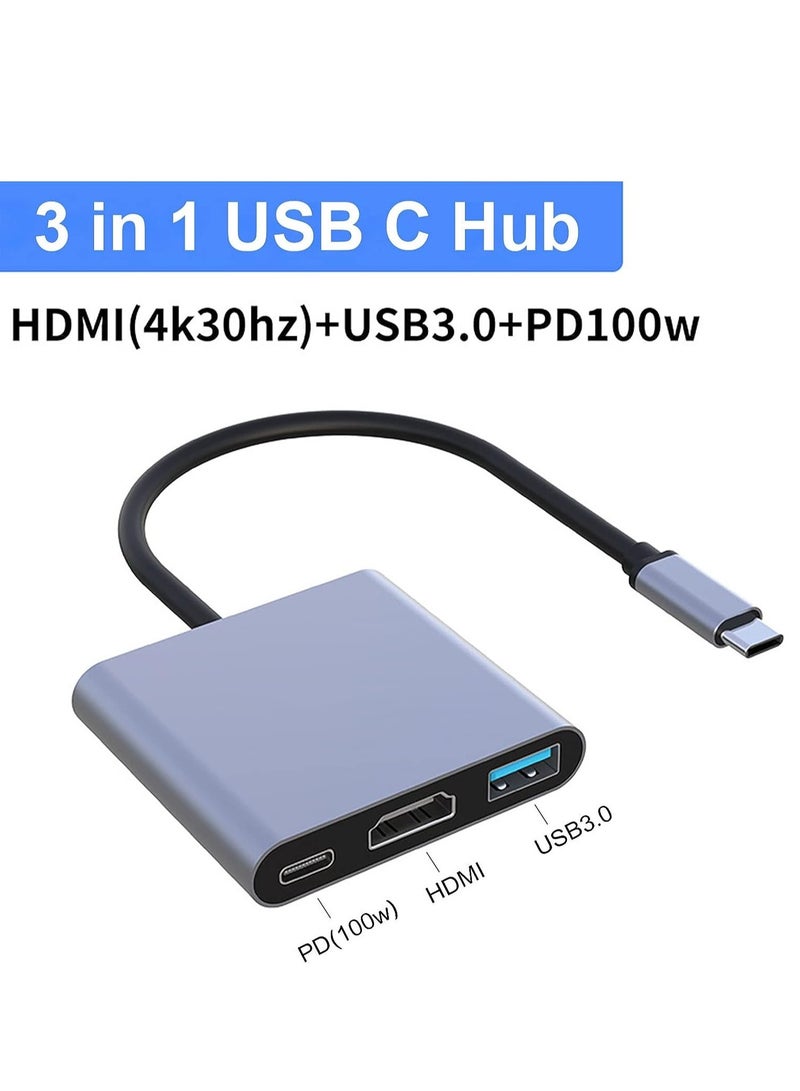 USB hub 3.0 for Type-c Port,3 in 1 Adapter for pc Accessories with USB-C 4K HDMI SD/TF Ethernet,Dock Station for Tablet PC Phone,Compatible with HP Dell Lenovo Galaxy Surface Thinkpad iPad iPhone Mac - Image 1