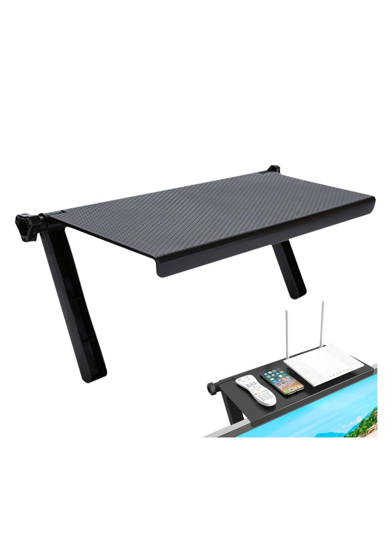 SYOSI حامل تخزين علوي لشاشة التلفاز، حامل تثبيت قابل للتعديل لصندوق الكابل مع منصة 13 بوصة/33 سم لمكبرات الصوت، جهاز التوجيه، شريط الصوت، وحدة التحكم في الألعاب - Image 1