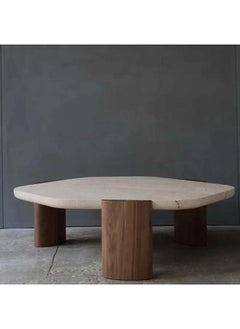 Al Home Treventino Classic Timeless Off-White Marble Center Table By Alhome 95x40 cm 