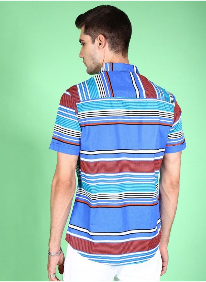 The Indian Garage Co - Men Slim Fit Striped Full Sleeves Cutaway Collar Casual Shirt - Image 1