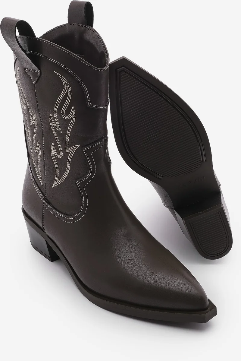 مارجين Women's Pointed Toe Embroidered Western Boots Tevlus