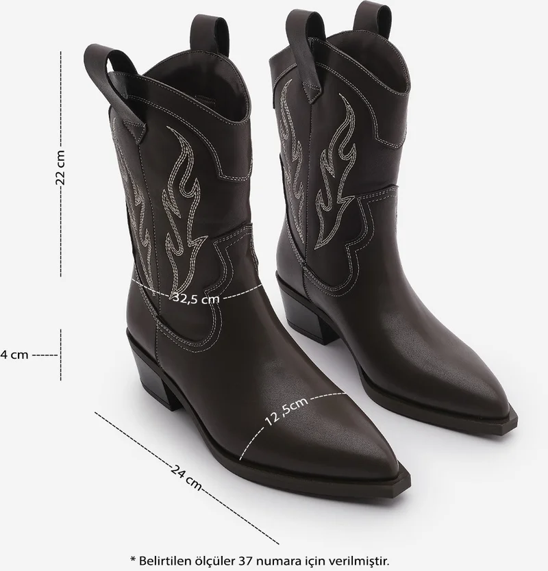 مارجين Women's Pointed Toe Embroidered Western Boots Tevlus