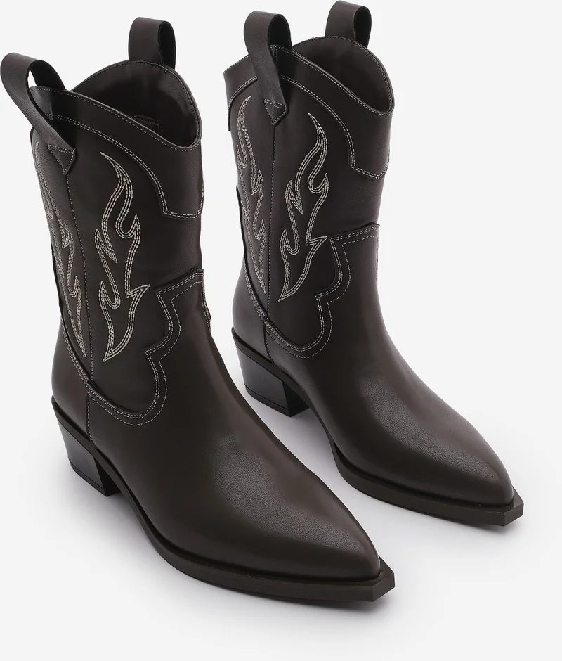 مارجين Women's Pointed Toe Embroidered Western Boots Tevlus
