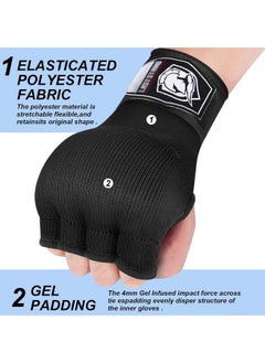 BUPY Hand Wraps Boxing Gloves with Wrist Support Inner Padded Gel Wraps for Boxing Training Punching MMA Martial Arts Muay Thai Speed Bag Training Hands Protection (Pair)  - Image 3