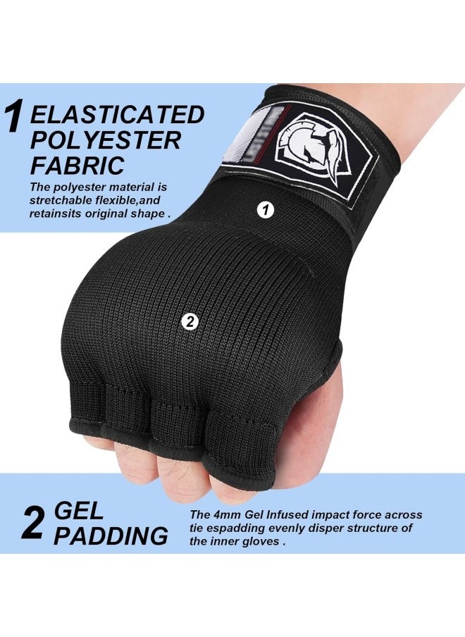BUPY - Hand Wraps Boxing Gloves with Wrist Support Inner Padded Gel Wraps for Boxing Training Punching MMA Martial Arts Muay Thai Speed Bag Training Hands Protection (Pair) - Image 1
