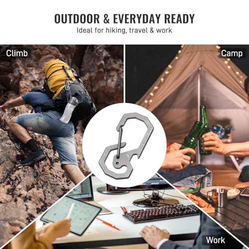 TACRAY Compact Carabiner Keychain Clip, Titanium EDC key holder, Anti-Lost Keychain Hook, Multi-tool Bottle Opener Keychain, Quick Released Backpack Clasp - Image 5