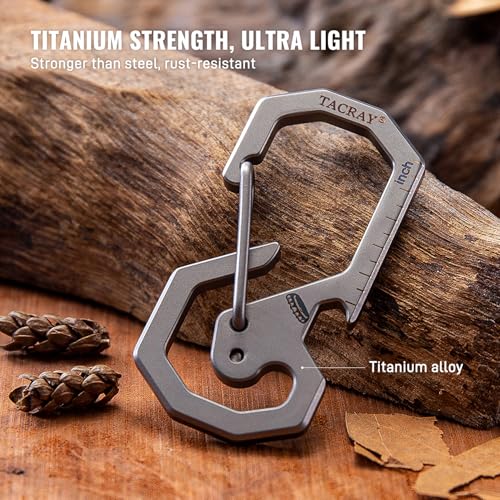 TACRAY Compact Carabiner Keychain Clip, Titanium EDC key holder, Anti-Lost Keychain Hook, Multi-tool Bottle Opener Keychain, Quick Released Backpack Clasp - Image 2