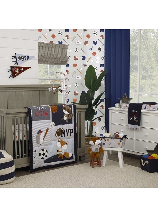 NoJo NoJo Team All Star Brown, White, Black & Grey, Fox with Soccer Balls Plush Musical Mobile, Brown, White, Black, Grey  - Image 3