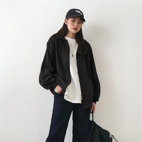 Womens Oversize Casual Fleece Hoodie Grey  - Image 5