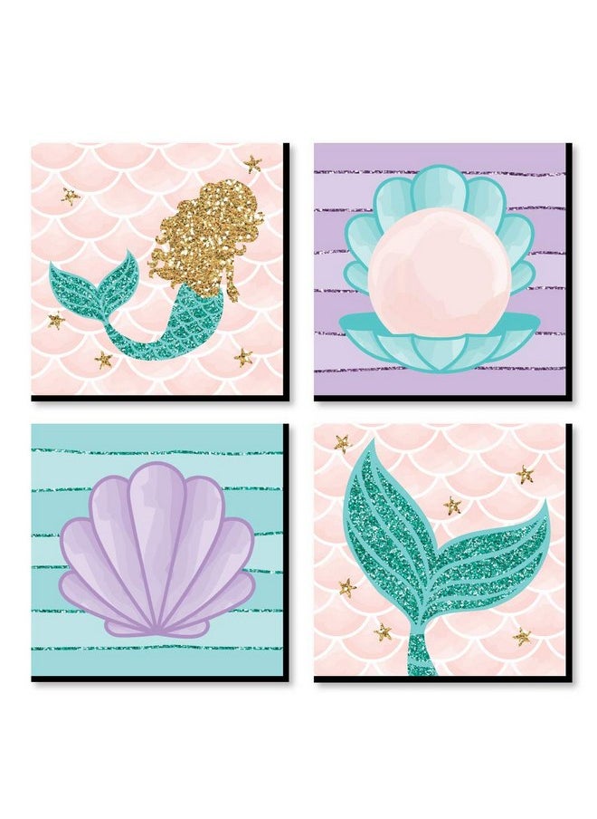 Big Dot of Happiness Big Dot of Happiness Let's Be Mermaids - Kids Room, Nursery Decor and Home Decor - 11 x 11 inches Nursery Wall Art - Set of 4 Prints for Baby’s Room  - Image 1