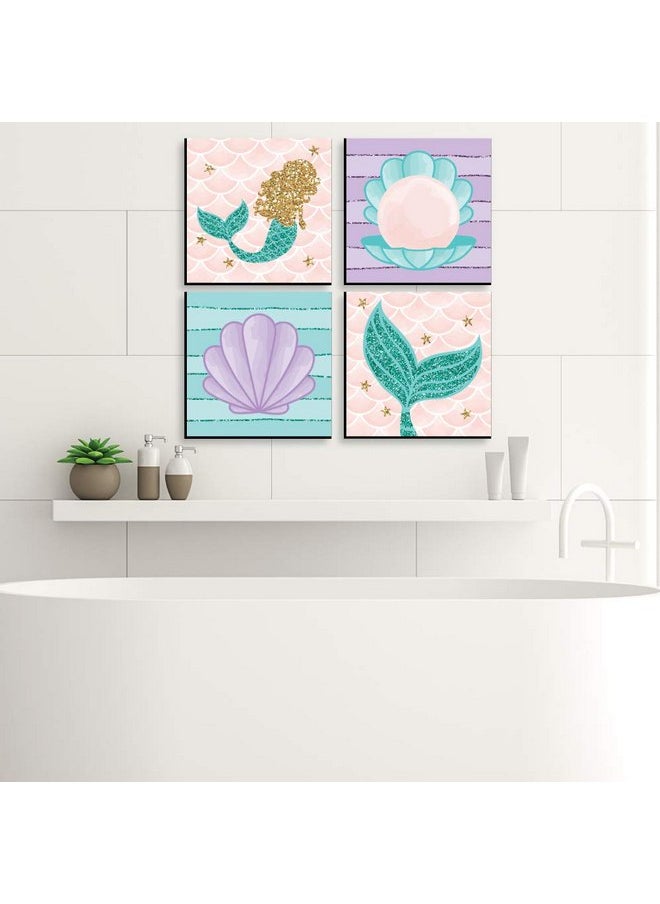 Big Dot of Happiness Big Dot of Happiness Let's Be Mermaids - Kids Room, Nursery Decor and Home Decor - 11 x 11 inches Nursery Wall Art - Set of 4 Prints for Baby’s Room  - Image 4