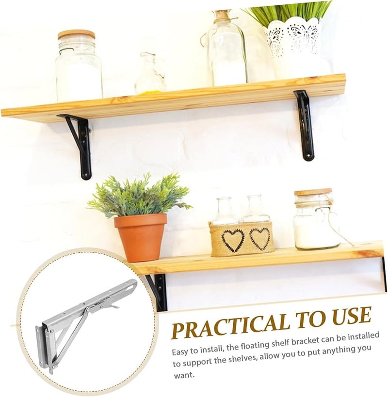 Heavy Duty Stainless Steel Wall Shelf Bracket Foldable Triangle Support Space Saving - Image 4