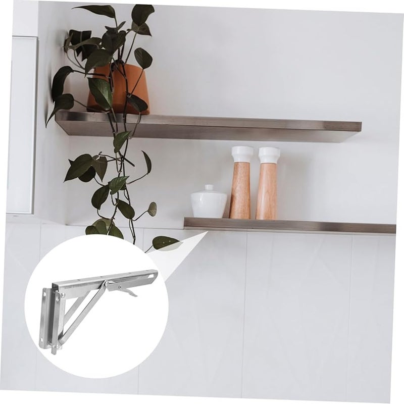 Heavy Duty Stainless Steel Wall Shelf Bracket Foldable Triangle Support Space Saving - Image 5