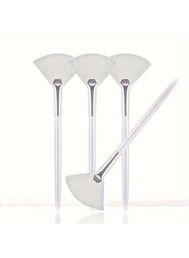 4 قطع فرشاة مروحة الشعر الأبيض للأقنعة الواقية للوجه والعناية بالبشرة وكريمات التجميل - Image 2