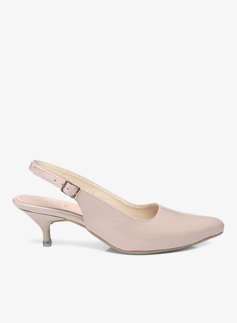 جنيست حذاء نسائي بكعب رفيع مدبب من الأمام بحزام خلفي