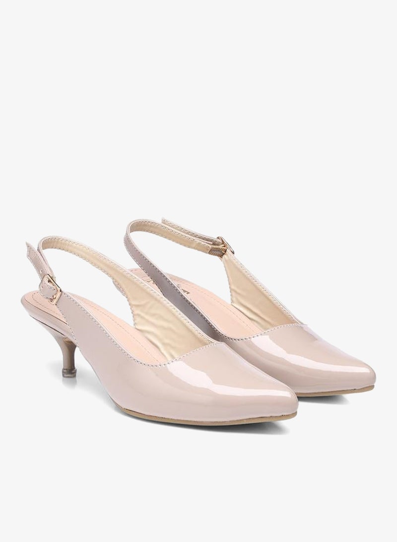 GNIST Plain Pointed Toe Kitten Heel Slingback Shoes - Image 4