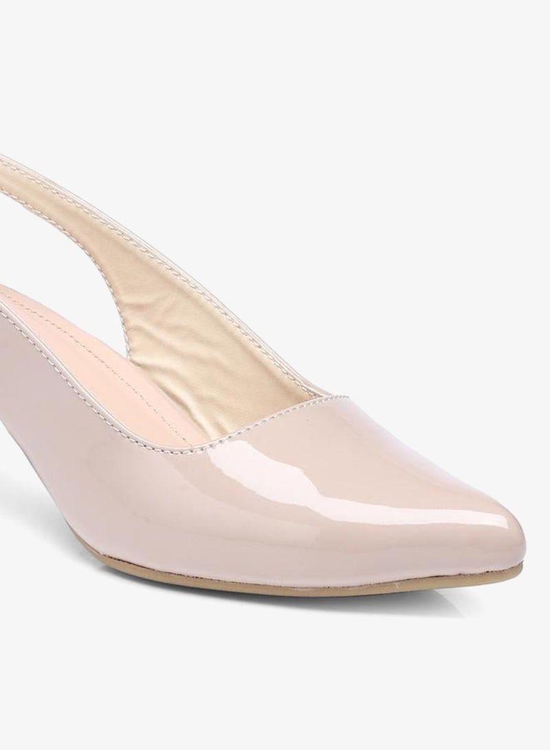 GNIST Plain Pointed Toe Kitten Heel Slingback Shoes - Image 3