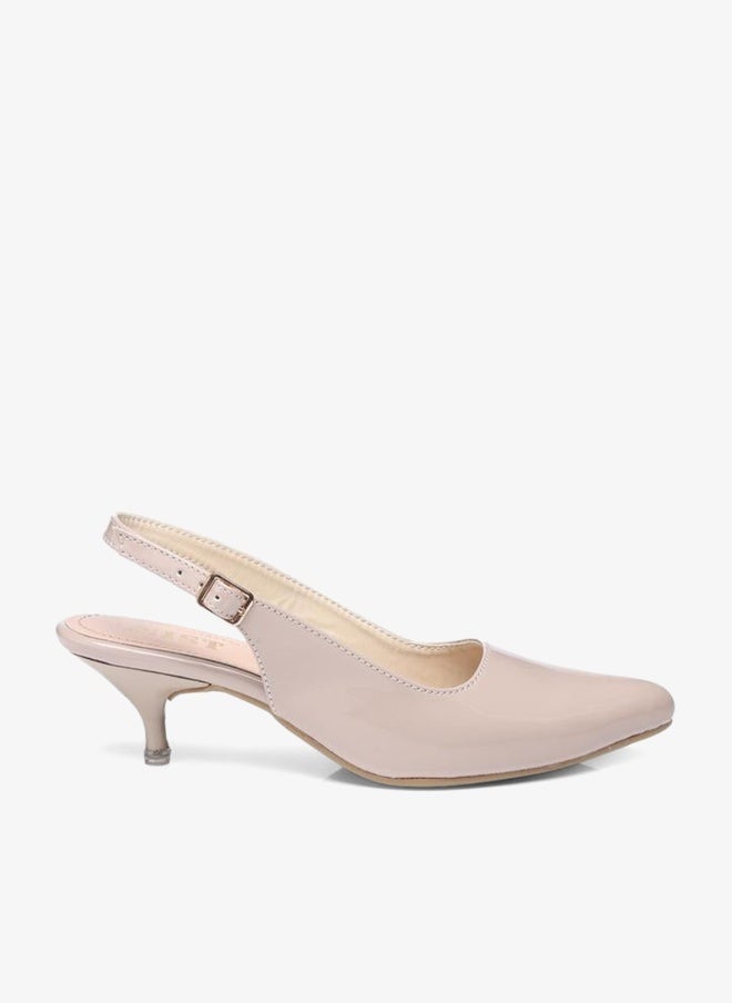 GNIST Plain Pointed Toe Kitten Heel Slingback Shoes - Image 5