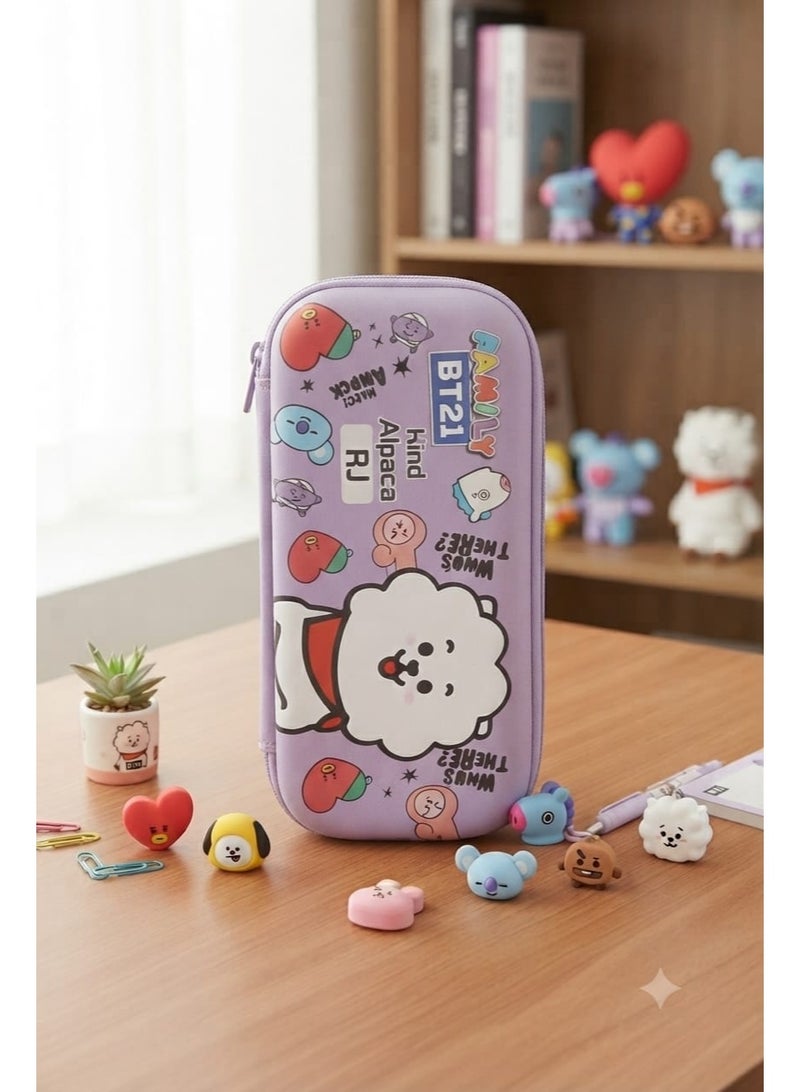 BT21 RJ Alpaca Character School Pencil Case - Multi-Purpose - Image 1