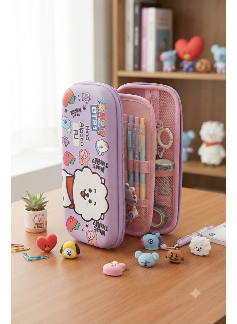 BT21 RJ Alpaca Character School Pencil Case - Multi-Purpose - Image 3
