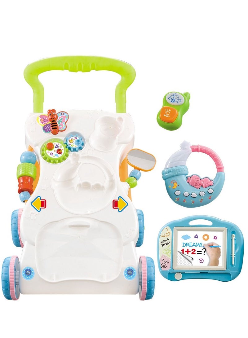 HUNGER Sit-to-Stand Learning Walker Tenlso Baby Walking Toys,Push Pull Toys - Adjust Speed, Non-Slip, Prevention O-Leg With Music,Mirror,Book - 0-3 Year Old  - Image 1