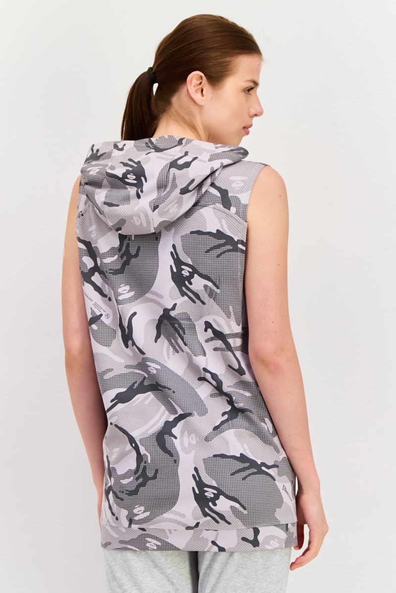 Aape By A Bathing Ape Women Hooded Camouflage Sleeveless Sweatshirts, Grey Combo - Image 3
