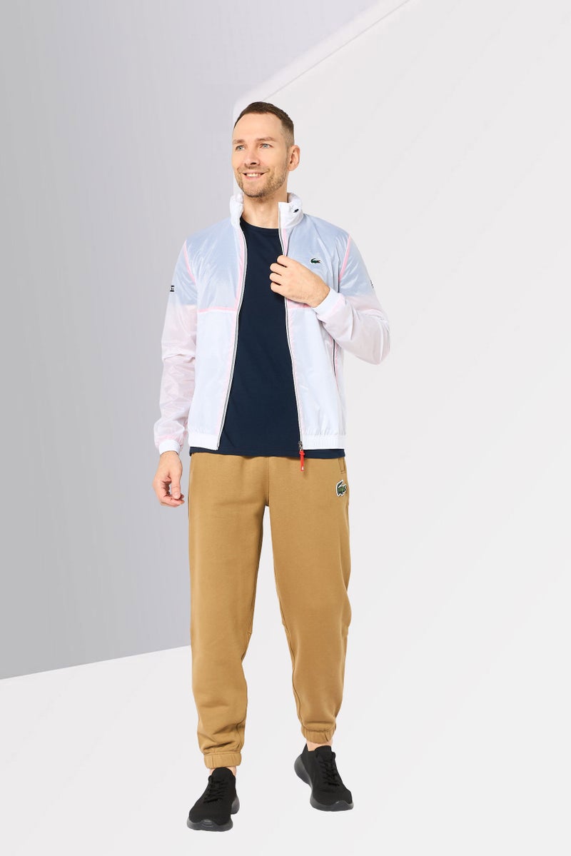 LACOSTE Novak Djokovic x Lacoste Men Sportswear Fit Long Sleeve Outdoor Jacket, White - Image 2