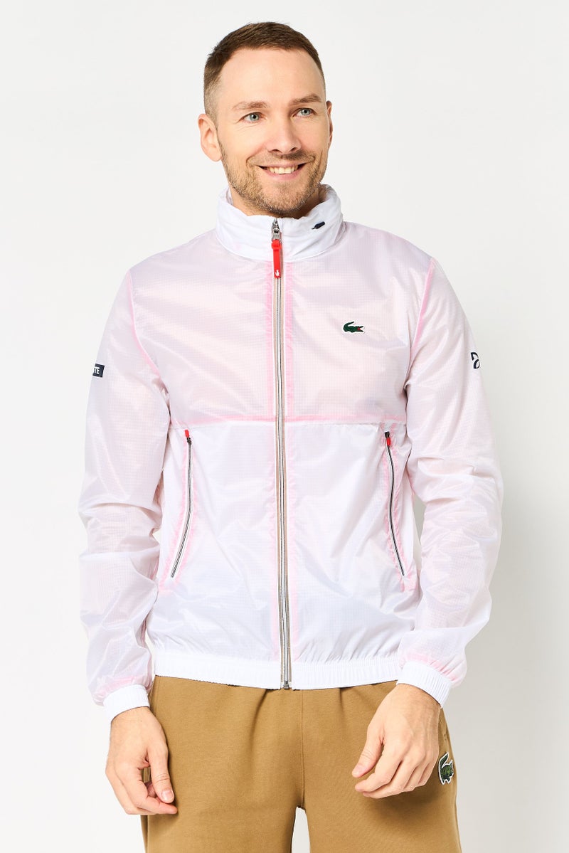 LACOSTE Novak Djokovic x Lacoste Men Sportswear Fit Long Sleeve Outdoor Jacket, White - Image 1